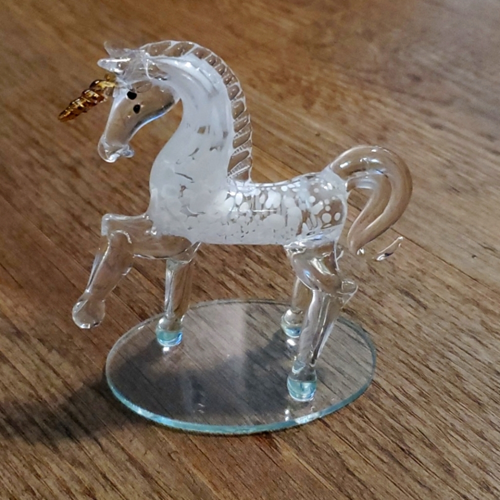 Collectible Clear Glass Unicorn Figurine